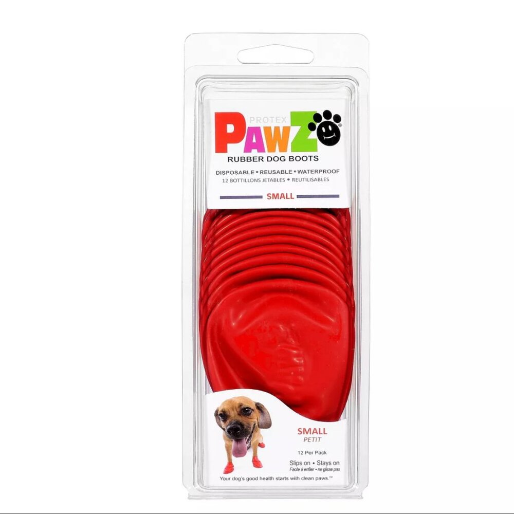 NWT Pawz 12pc Rubber Dog Boots Size Small Red